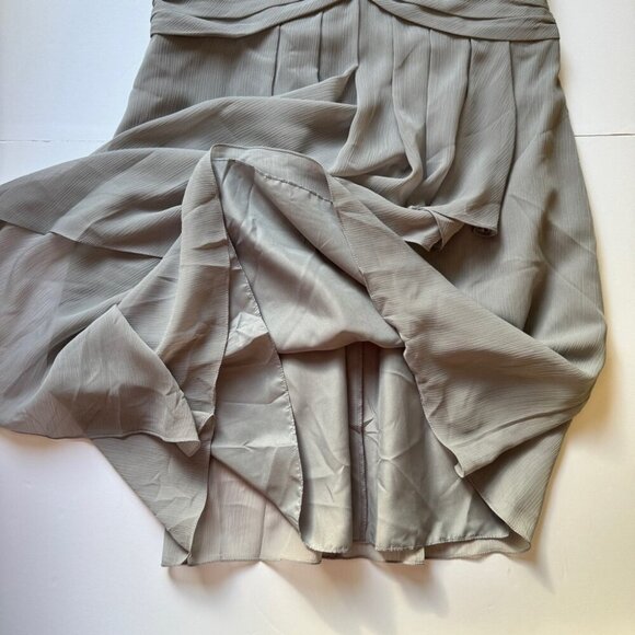 NWT David's Bridal F14847 Short Crinkle Chiffon Dress Front Cascade Mercury 10 - Picture 12 of 14